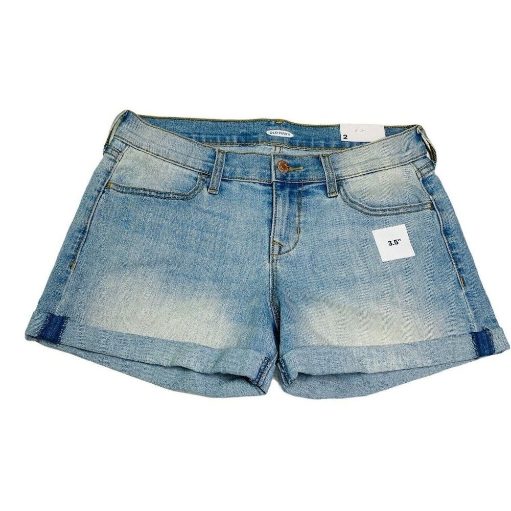 Old Navy Shorts Women 2 Light Wash Blue Jean Cuffed 3.5" Inseam